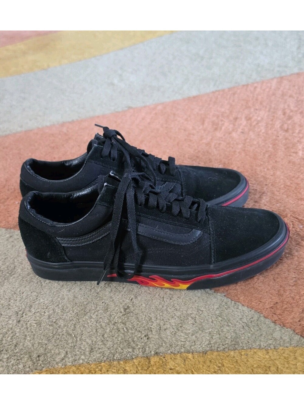 Vans Old Skool Flame Wall Black Sneaker Classic Mns 10.5 W.12